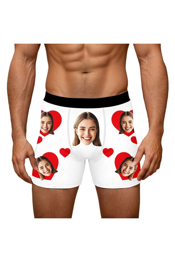 Men's Personalized Boxers Husband Boyfriend Funny Boxers for Men Valentine's Day Birthday for Him White XXL