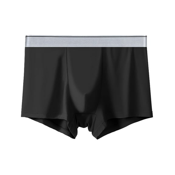 KHONTS Men's Plus Size Boxer Briefs Silky Breathable Ice Silk Trunks Elastic Waist Underwear Black XXXXL