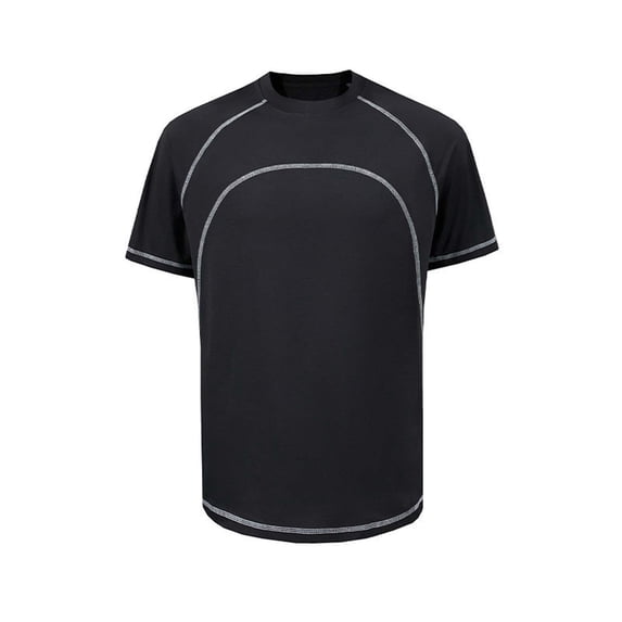 KHONTS Men's Plus Size Solid Color Gym T Shirts Casual Short Sleeved Running Fitness Tees Outdoor Activities Classic Tops Black L