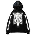 thumbnail image 1 of KHONTS Men's Punk Hoodies Streetwear Goth Zip up Hooded Sweatshirts Rhinestone Y2k Spider Skeleton Pullovers White XL, 1 of 2