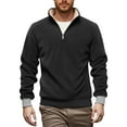 thumbnail image 1 of KHONTS Men's Quarter Zip Polar Fleece Pullover Sweatshirts Long Sleeve Half Zip Fleece Jacket Thermal pullovers Black S, 1 of 9