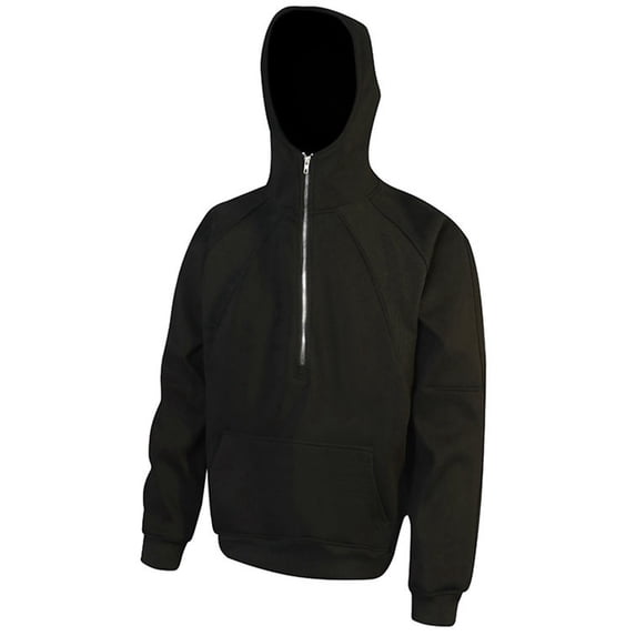 KHONTS,Men's Quarter Zip Pullover Hoodies Long Sleeve Drop Shoulder Hoodie Casual Fashion Sweatshirt Solid Color Hooded Black XXXL