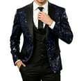 thumbnail image 1 of KHONTS Men's Sequin Blazer Tuxedo Party Prom Wedding Tuxedo One Button Jacket Blue XL, 1 of 5