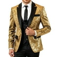 thumbnail image 1 of KHONTS Men's Sequin Blazer Tuxedo Party Prom Wedding Tuxedo One Button Jacket Gold L, 1 of 7