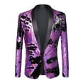 thumbnail image 1 of KHONTS Men's Sequins Velvet Shawl Lapels Stage Party Prom Wedding Dinner Suit Jacket Blazer Purple L, 1 of 9