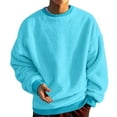 thumbnail image 1 of KHONTS,Men's Sherpa Loose Fit Hoodless Sweatshirts Warm Casual Fashion Pullovers Fall and Winter Plus Size Soft Comfy Tops Sky Blue L, 1 of 5