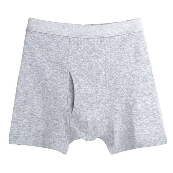 KHONTS,Men's Side Opening Underwears Cotton Stretch Moisture Wicking Boxer Briefs Soft and Breathable Seniors Underpants Grey XL