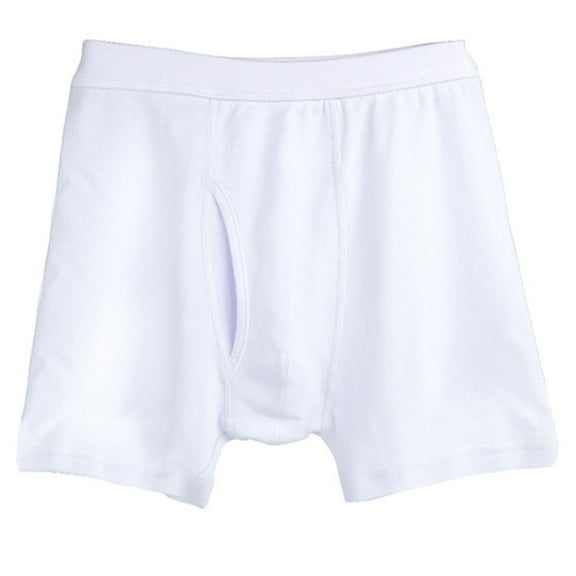 KHONTS,Men's Side Opening Underwears Cotton Stretch Moisture Wicking Boxer Briefs Soft and Breathable Seniors Underpants White XL