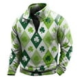 thumbnail image 1 of KHONTS Men's St. Patrick's Day Quarter Zip Sweatshirt Long Sleeve Pullover Shirts Irish Shamrock Parade Tops 04-White XL, 1 of 3