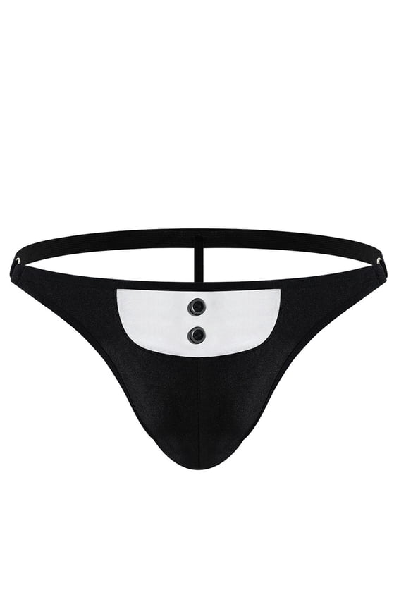 Men's Thong Low Rise Bikini Briefs Black One Size