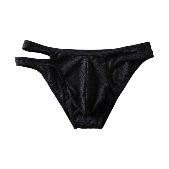 KHONTS Men’s Thong Underwear Lace G-String Thongs Mesh Breathable Briefs Black XL