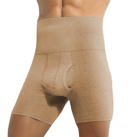 KHONTS Men's Underwear Boxer Briefs High Waisted Breathable Underwear Cool Pouch Comfortable Soft Stretch Underwear Khaki XXXL