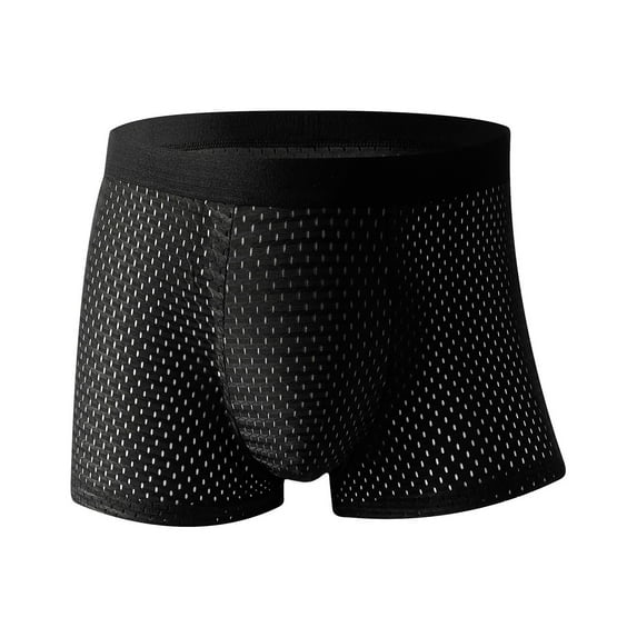 KHONTS,Men's Underwear Mesh Breathable Boxer Briefs Low Rise Cool Boxers Black XXXXL