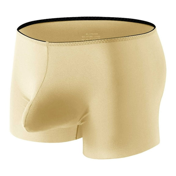 KHONTS,Men's Underwears for Men Pack U Pouch Ice Silk Boxer Briefs with Size D Bulge Enhancing Underpants Khaki XL