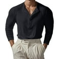thumbnail image 1 of KHONTS Men's Waffle Henley T Shirts Long Sleeve Stylish Casual 3 Button Placket Slim Fit Tees Thermal Undershirts Black XL, 1 of 4