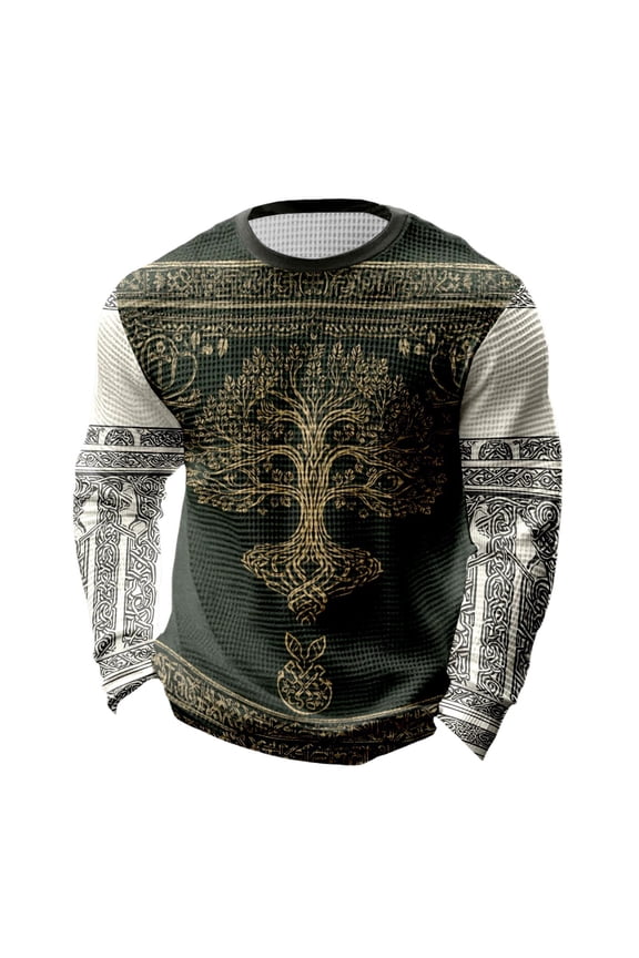 Men's Waffle St. Patrick's Day Shamrock Printed T Shirts Plus Szie Crew Neck Tshirt Casual Holiday Classic Tees 01-Army Green XXXXL