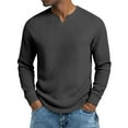 thumbnail image 1 of KHONTS Men's Waffle Thermal Long Sleeve Shirts V Neck Lightweight Tops Casual Pullover Undershirts Black L, 1 of 4