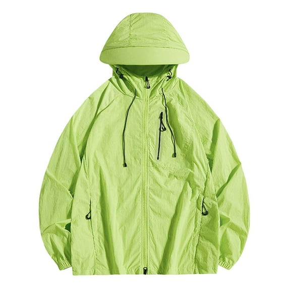KHONTS,Men's Waterproof Rain Jackets Outdoor Plain Windbreaker Hiking Unisex Raincoats Jogging Breathable Rain Coats Green XXL