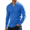 thumbnail image 1 of KHONTS Mens Casual Slim Fit Basic Henley Long Sleeve Fashion T-Shirt Blue M, 1 of 5