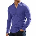 thumbnail image 1 of KHONTS Mens Casual Slim Fit Basic Henley Long Sleeve Fashion T-Shirt Navy M, 1 of 5