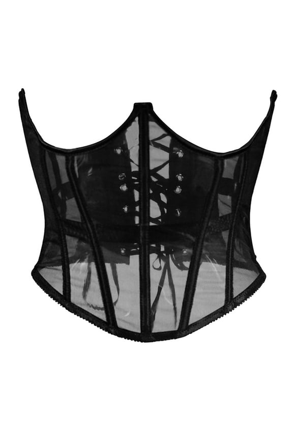 ,Mesh Corset Waist Trainer for Women Underbust Corset Lace up Waist Cincher Shapewear Body Shaper Black XXS