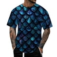 thumbnail image 1 of KHONTS Novelty Short Sleeve T Shirts for Men Crewneck Shirt Funny Fashion Fish Scale Tees Casual Printed Tops 07-Blue XXL, 1 of 6