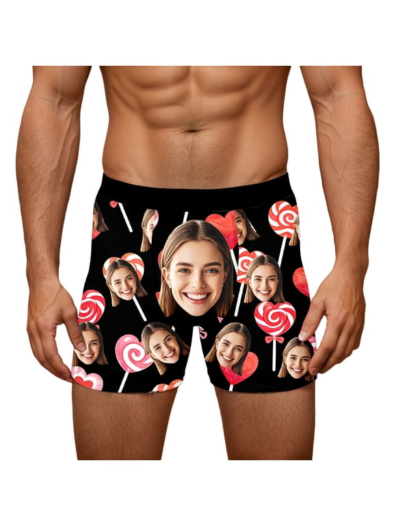 Personalized Boxers for Men Husband Boyfriend Funny Boxers for Men Valentine's Day Birthday for Him 01-Black XXL