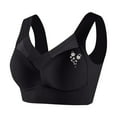 thumbnail image 1 of KHONTS Plus Size Wireless Bras for Women Sheer Trim Push up Lush Liftting Padded Bra Seamless Breathable Full Coverage Bralettes for Everyday Wear(Flower Graphic) Black XXXL, 1 of 4