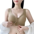 thumbnail image 1 of KHONTS Post Surgery Front Close Plus Size Bras for Women Seamless Wireless Cozy Gathering Bra Soft Breathable Compression Bralettes Khaki XL, 1 of 3