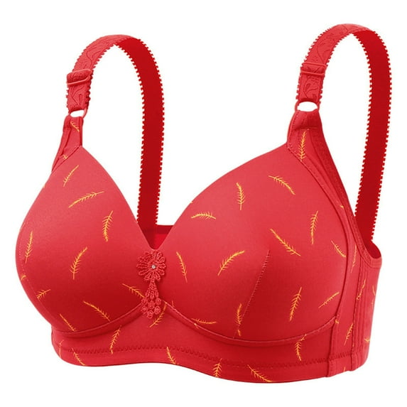 KHONTS Push up Bras for Women Plus Size No Underwire Plunge Lifting Bra Gathering Lush Soft Comfy Bralettes Red 38