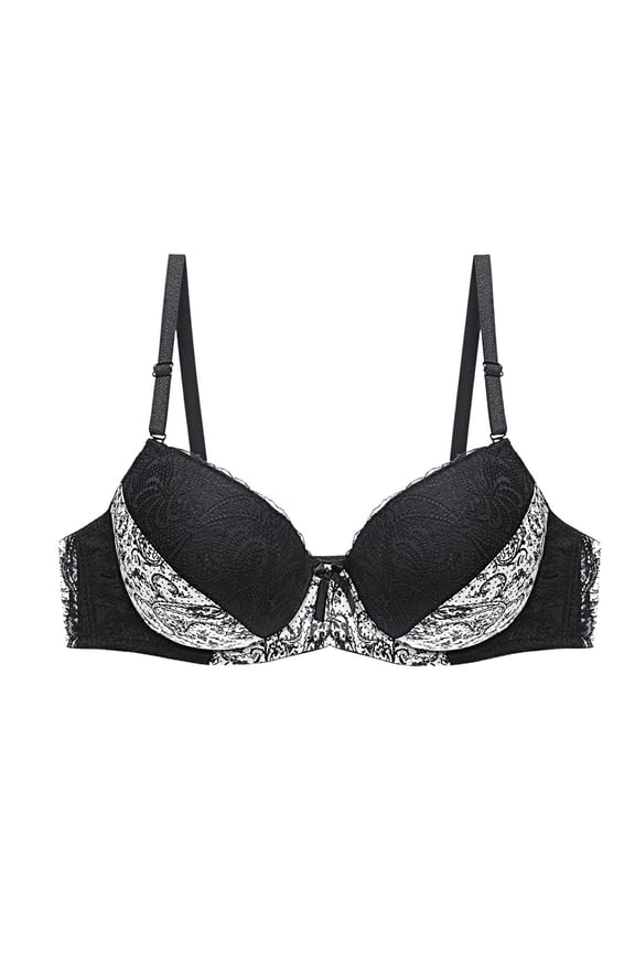 Push up Lace Trim Bras for Women Plunge High Supportive Bra Plus Size Lifting Wireless Bralettes with Spaghetti Adjustable Strap White C