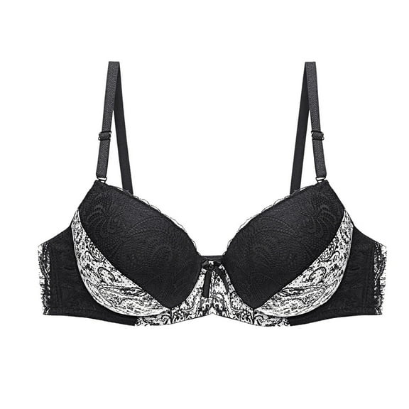 KHONTS Push up Lace Trim Bras for Women Plunge High Supportive Bra Plus Size Lifting Wireless Bralettes with Spaghetti Adjustable Strap White D