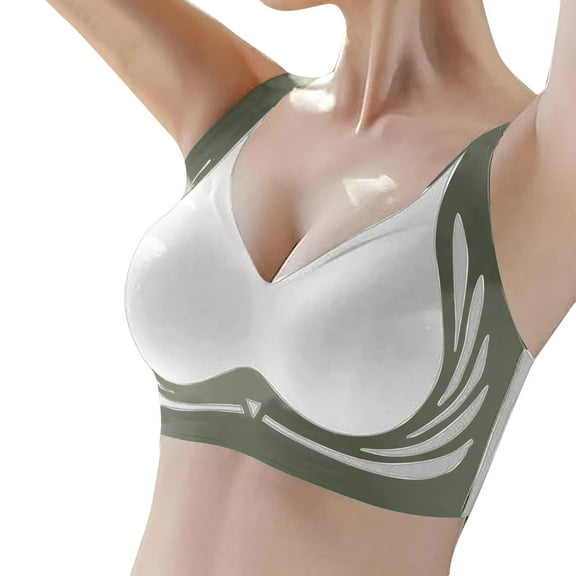 KHONTS Push up Seamless Bras for Women Wireless Padded Soft Bra Smoothing Anti-Sagging Stretchy Bralettes Mint Green XL