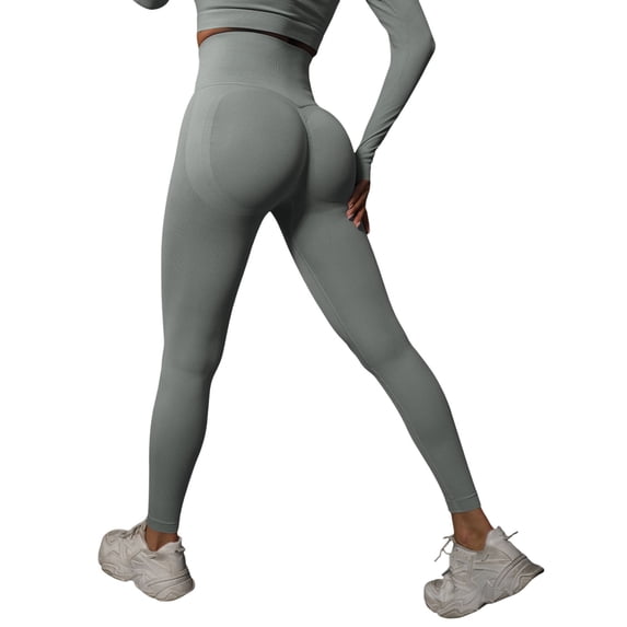 KHONTS Scrunch Lifting Leggings for Women Gym Seamless Workout Tights High Waist Tummy Control Yoga Pants Light Gray S