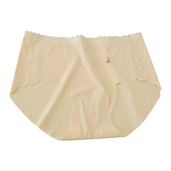 KHONTS Seamless High Waisted Underwear for Women Cheeky Underwear Wave Edge No Show Hipster Panties Beige One Size