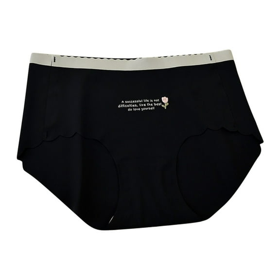 KHONTS Seamless High Waisted Underwear for Women Cheeky Underwear Wave Edge No Show Hipster Panties Black One Size