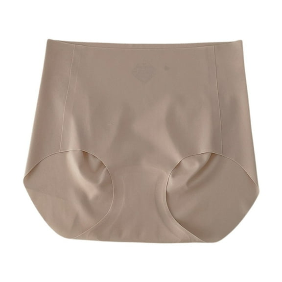 KHONTS Seamless High Waisted Underwear for Women No Show Full Coverage Panties Briefs Khaki L