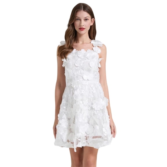 KHONTS Short Wedding Dresses for Women Mini Bridal Dress for Bride Corset Wedding Reception Gowns White L