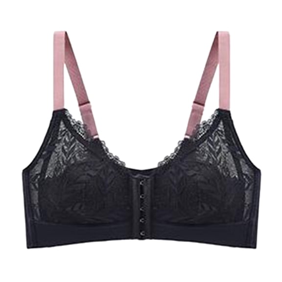 KHONTS Soft Wireless Light Push up Bras Comfortable No Sponge Thin Front Buckle Underwear Plus Size Gathering Support Bralettes for Women Black 80B