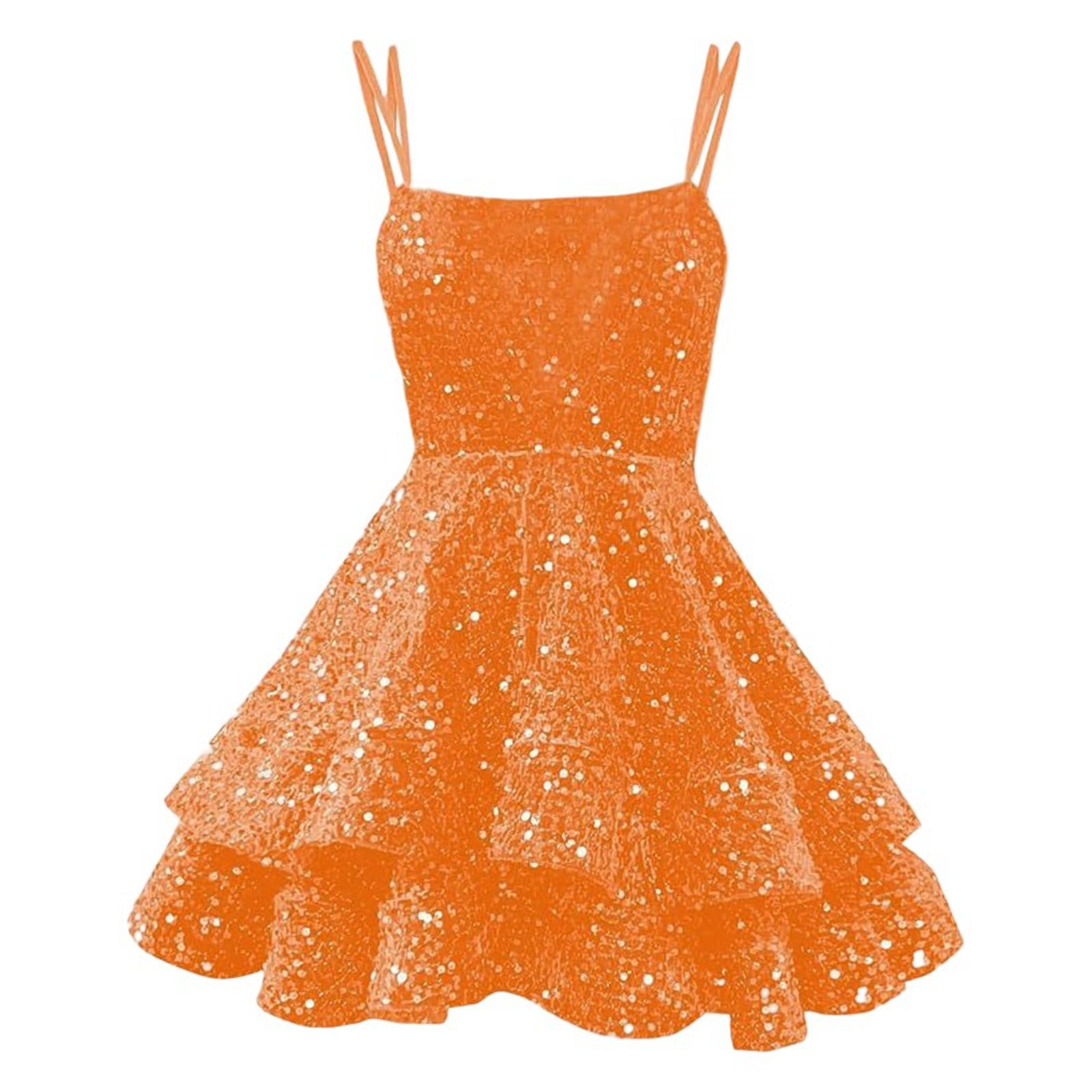 homecoming dresses 2025 orange Luuvis Women Orange Short Homecoming Dress Sparkly A Line Sweetheart  Cocktail Dress with Beading Keyhole main image 0