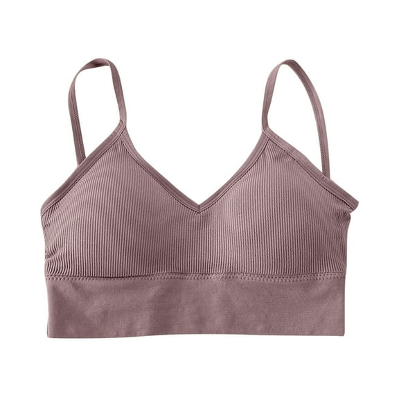 KHONTS Sport Bras with Removable Padded Cups Adjustable Straps Wireless Support Low Back Sleep Bralettes for Yoga Hot Pink One Size