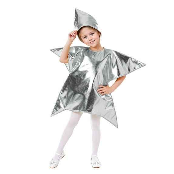 KHONTS Star Shaped for Kids Hat Cap Dress up Bodysuit Outfits Funny Onesie Silver One Size