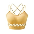 thumbnail image 1 of KHONTS Strap Sports Bras for Women Comfortable Low Impact Tank Sporty Casual Cut out Crossback Sports Gym Bra Yellow One Size, 1 of 8