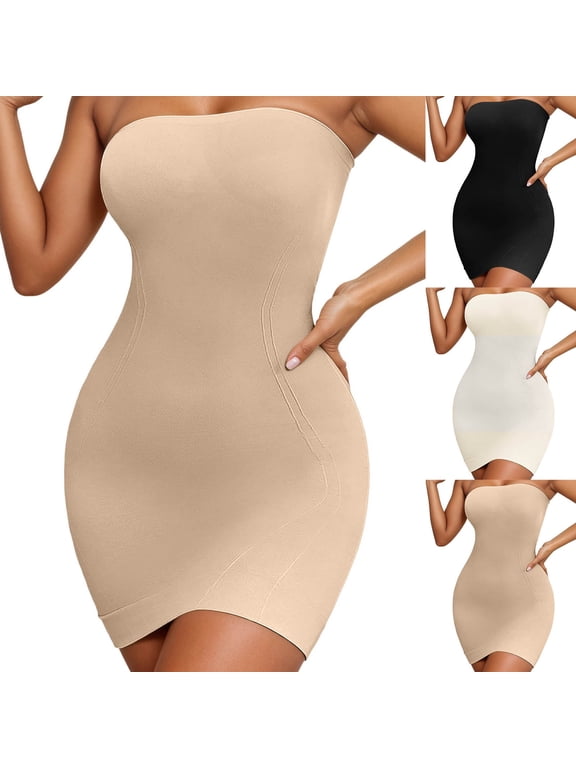 Strapless Shapewear for Women Full Shapewear Dress Tummy Control Under Dress White XL