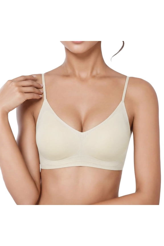 Summer Seamless Bras for Women Thin Ice Soft Comfort Bra Breathable Cool Lightly Bralettes with Spaghetti Strap for Everyday Wear White M