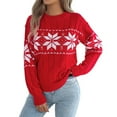 thumbnail image 1 of KHONTS Sweater Christmas for Women Turtleneck Long Sleeve Knit Sweaters Casual Loose Holiday Jumper Tops Winter Outfits B-Red L, 1 of 4
