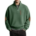 thumbnail image 1 of KHONTS Sweatshirts for Men Long Sleeve Quarter Zip Loose Pullover Tops Textured Casual Solid Color Fall Shirts Green M, 1 of 4