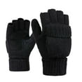 thumbnail image 1 of KHONTS Thermal Insulation Fingerless Gloves for Women and Men Winter Warm Knitted Convertible Mittens Flap Black One Size, 1 of 4