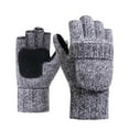 thumbnail image 1 of KHONTS Thermal Insulation Fingerless Gloves for Women and Men Winter Warm Knitted Convertible Mittens Flap Light Gray One Size, 1 of 5