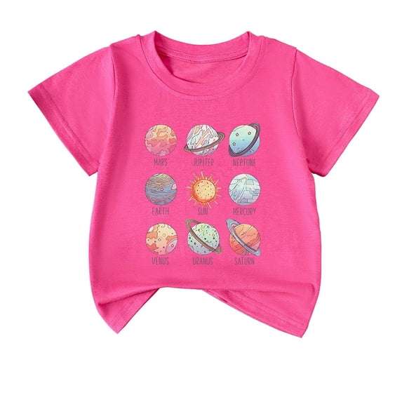 KHONTS Todder Boys Girls Shirt Solar System Short Sleeve Tshirts Boots Tees,Size 1-13 Years Red 120